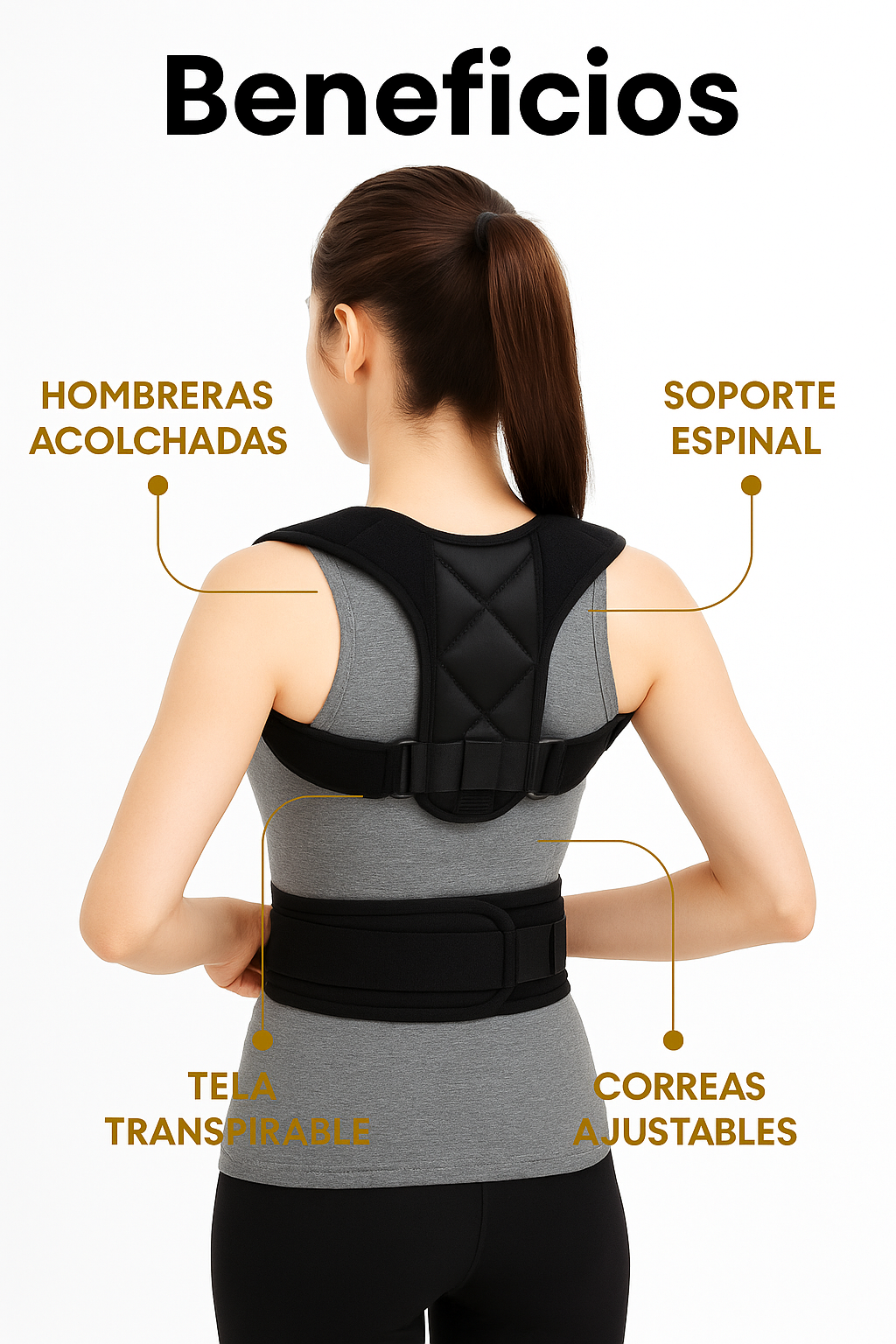 El corrector postural premium que alinea tu espalda, elimina el dolor y transforma tu confianza en 21 días.